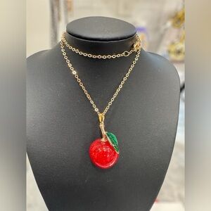 Red Apple Pendant Necklace w/gold-toned chain ⛓️‍💥